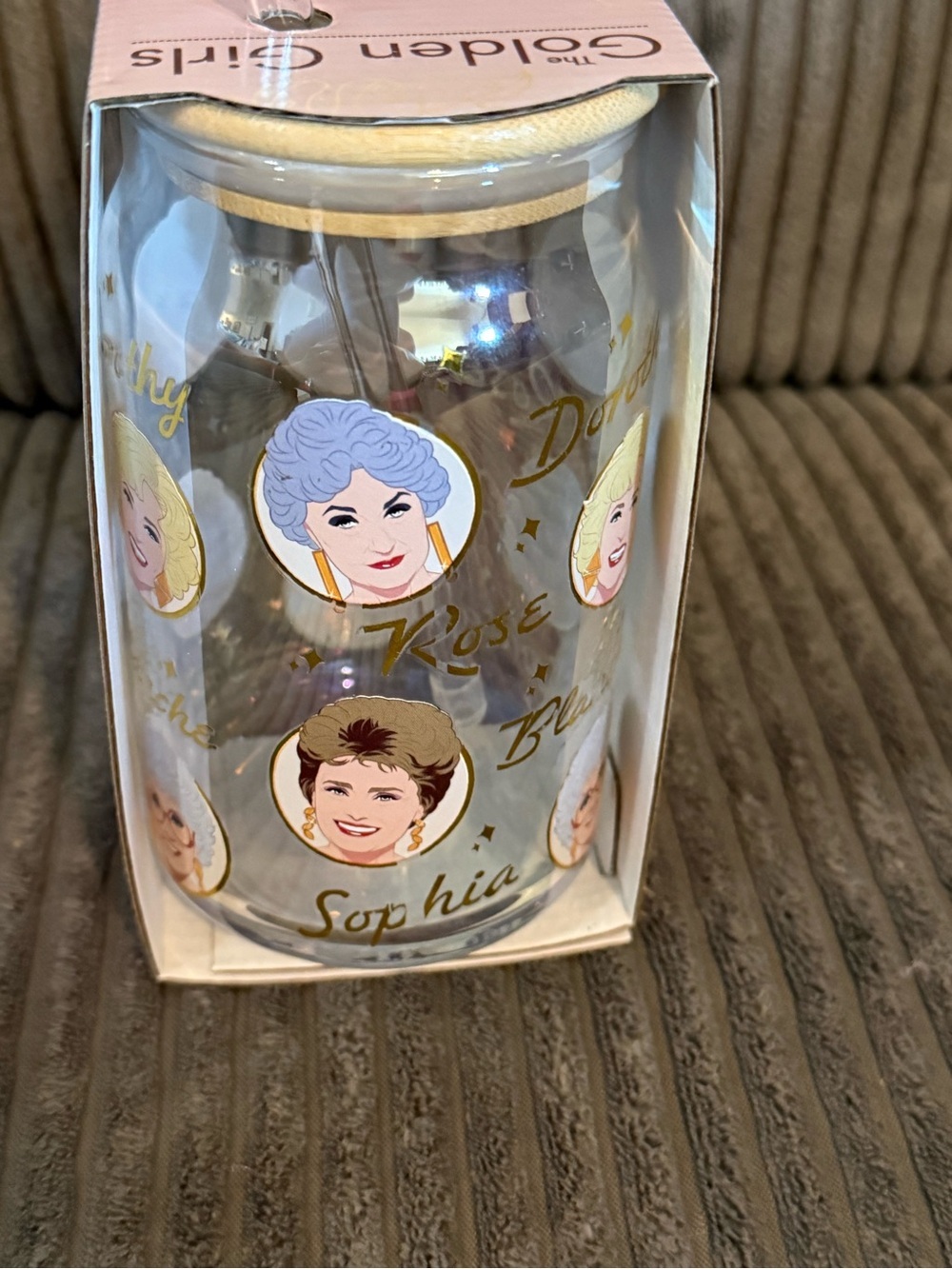 The Golden Girls Glass Tumbler with Lid & Straw - Pink & Gold - Picture 7 of 7